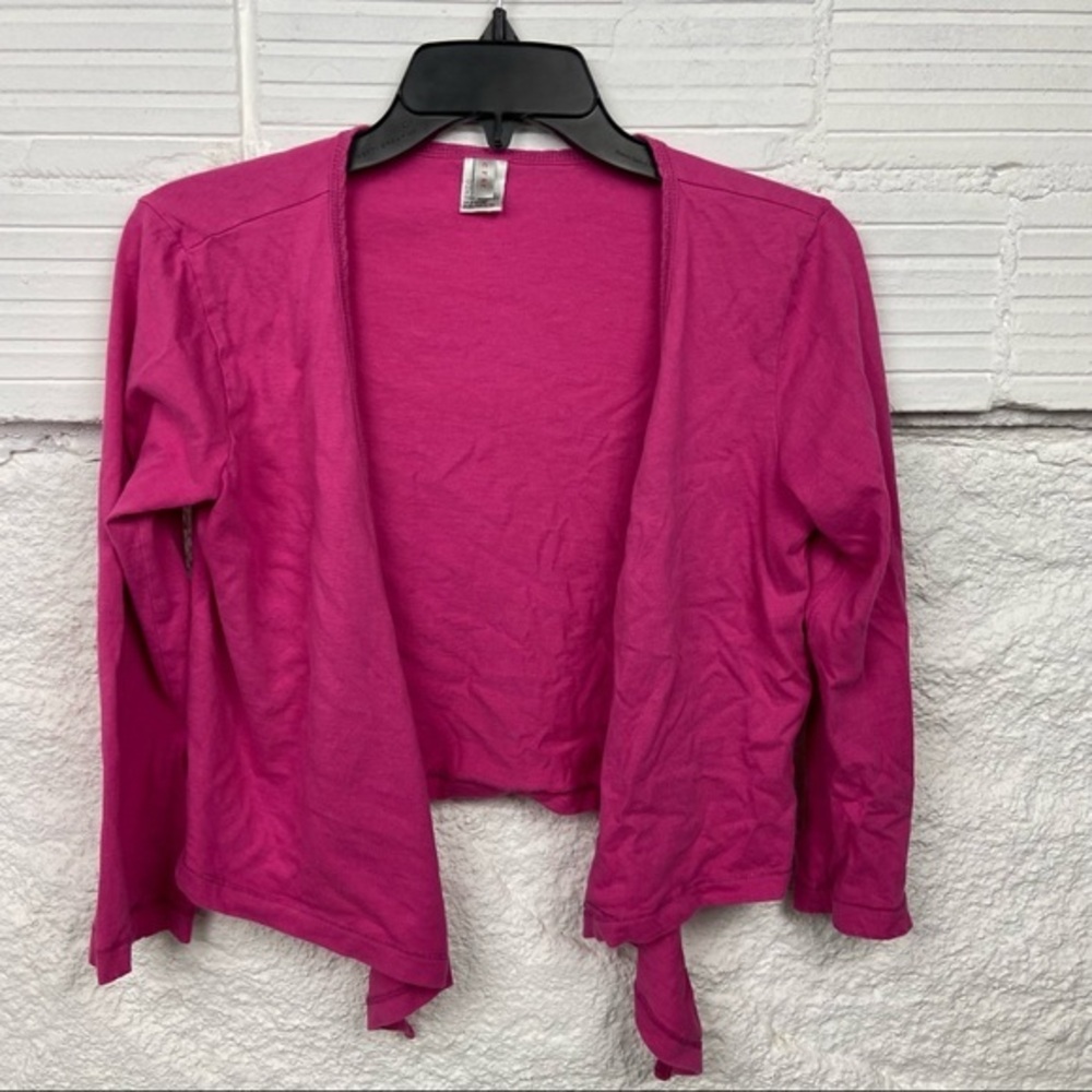 CRUZ pink open front cotton 3/4 sleeve shirt size small